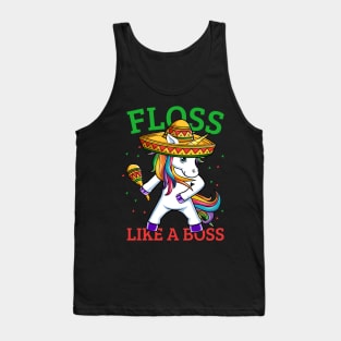 Floss Like A Boss Unicorn Sombrero Flossing Dance Tank Top